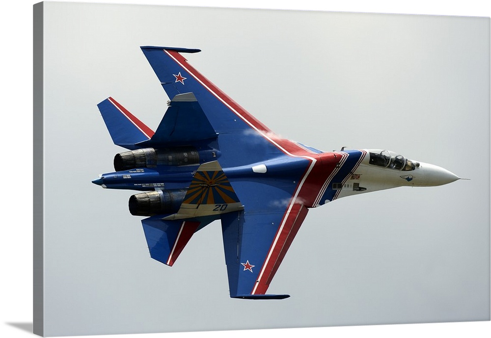 A Sukhoi Su-27 Flanker of the Russian Knights aerobatic team.