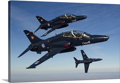 A Trio Of Royal Canadian Air Force CT-155 Hawk Training Jets Break For The Camera