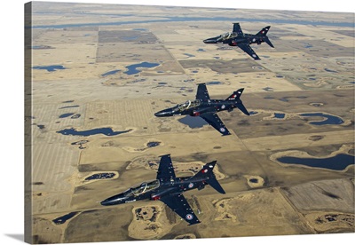 A Trio Of Royal Canadian Air Force CT-155 Hawk Training Jets Over Moose Jaw, Canada