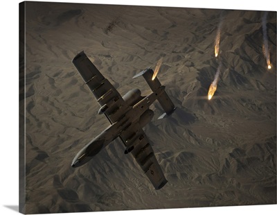 A U.S. Air Force A-10 Thunderbolt II Pops Flares
