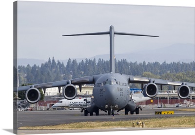 A U.S. Air Force C-17 Globemaster III Taxis In After Landing