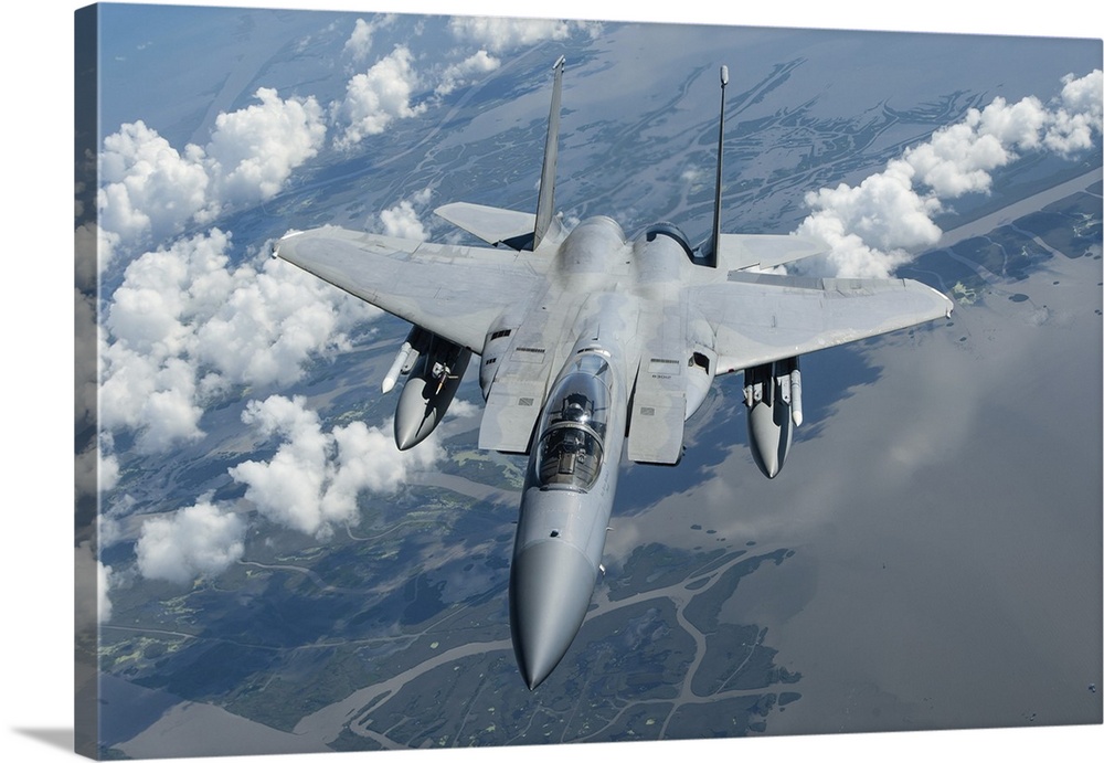 A U.S. Air Force F-15C over the Gulf of Mexico.