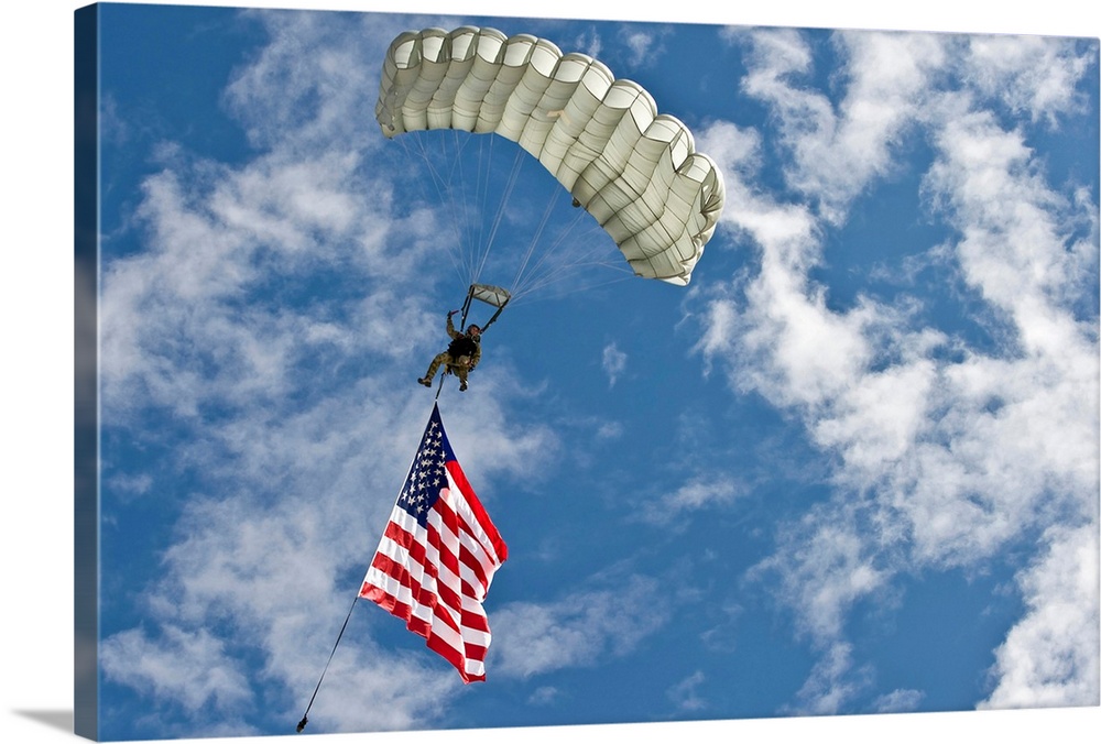 November 12, 2011 - A U.S. Air Force combat controller jumps with the American flag during the 2011 Aviation Nation Open H...