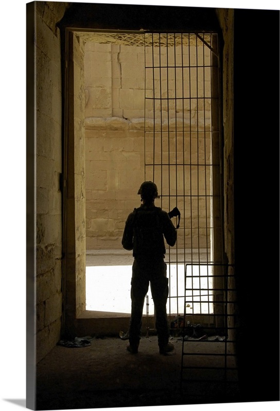 A US Army soldier checking out the Al Hadr Ruins in Al Hadr Iraq ...