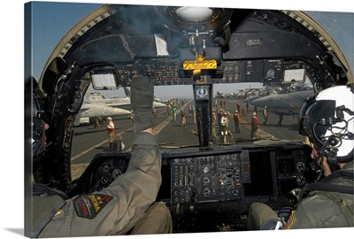 A view from the Tactical Coordinators position aboard a US Navy S3B Viking aircraft