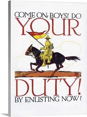 A World War I Recruiting And Enlistment Poster To Inspire Youngsters To Enlist