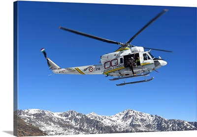 AB, 412 Helicopter From Guardia Di Finanza Flying Over The Alps