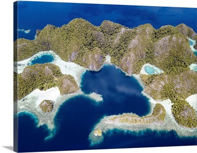 Aerial View Of The Limestone Islands Near Misool In Northern Raja Ampat