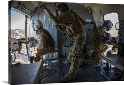 Afghan Air Force Members Inside Of A Mi-17 Helicopter
