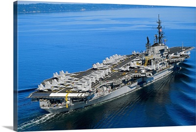 Aircraft carrier in calm water