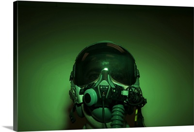 Airman Donning Flight Helmet And Night Vision Goggles