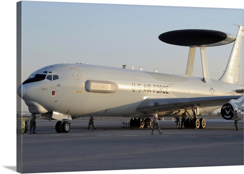 Airmen Prepare A Us Air Force E 3 Sentry Aircraft For A Mission Wall Art Canvas Prints Framed Prints Wall Peels Great Big Canvas