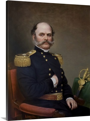 American History Painting Of General Ambrose Burnside