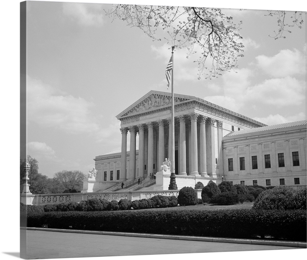 American history photo showing the facade of the United States Supreme Court.