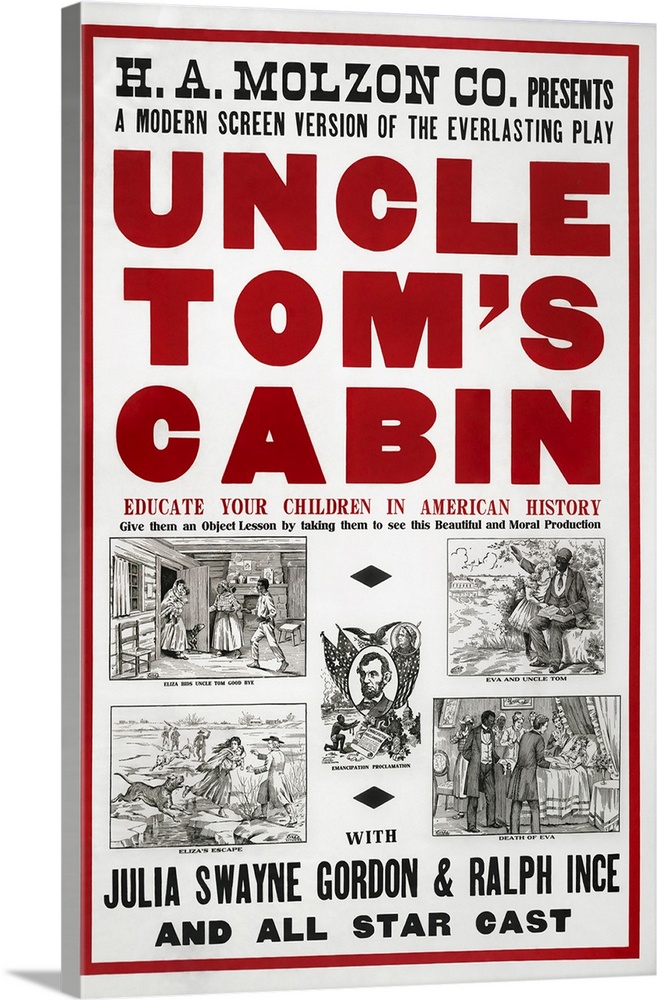 American history poster depicts a promotion to a film adaptation of Uncle Tomos Cabin.