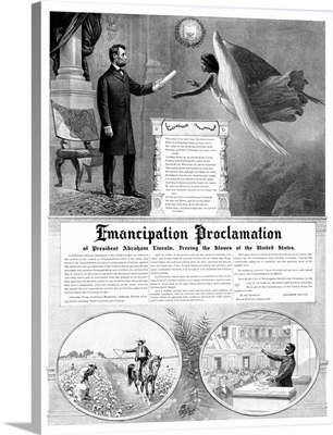 American History print of President Abraham Lincoln and the Emancipation Proclamation