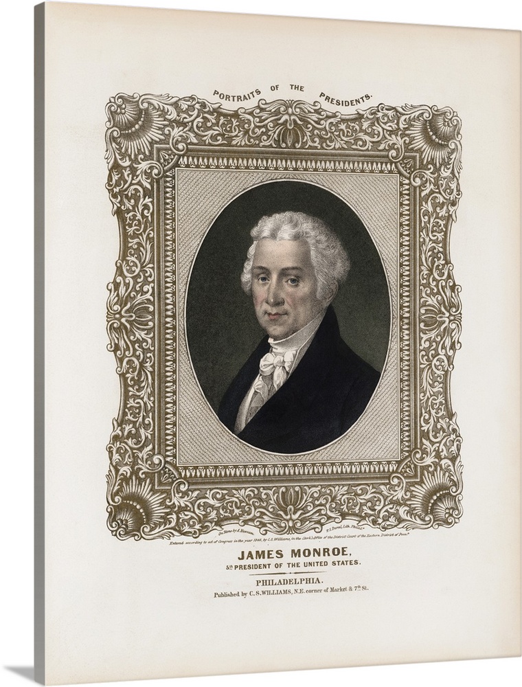 American history print of President James Monroe.