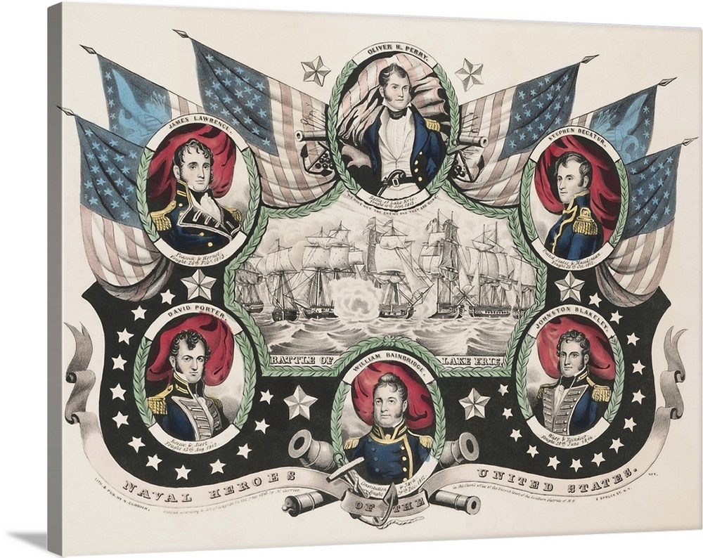 American history print showing Naval heroes of the United States.