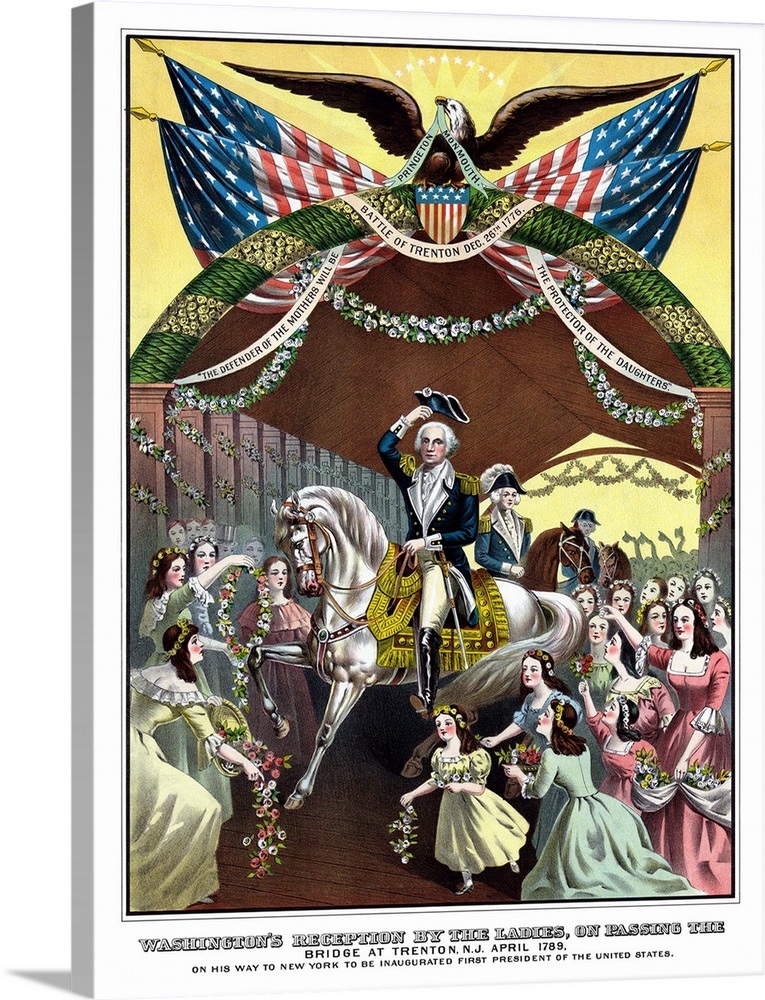 American Revolutionary War print of General George Washington on ...