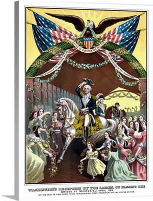 American Revolutionary War print of General George Washington on horseback