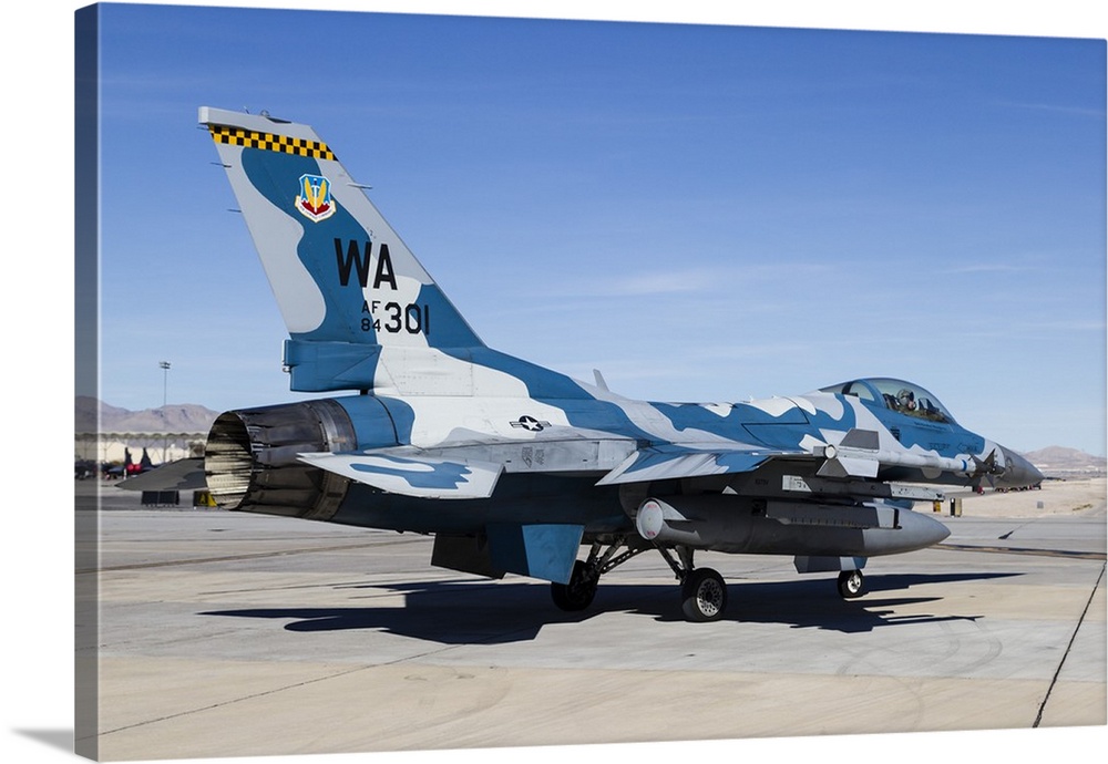 An aggressor F-16 Fighting Falcon of the U.S. Air Force at Nellis Air Force Base.