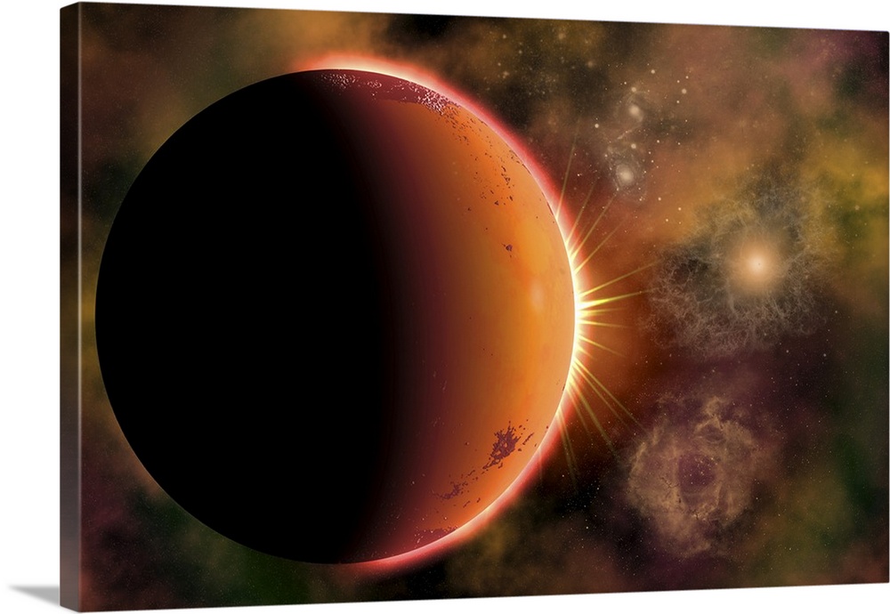 An alien planet in orbit around a binary star system.