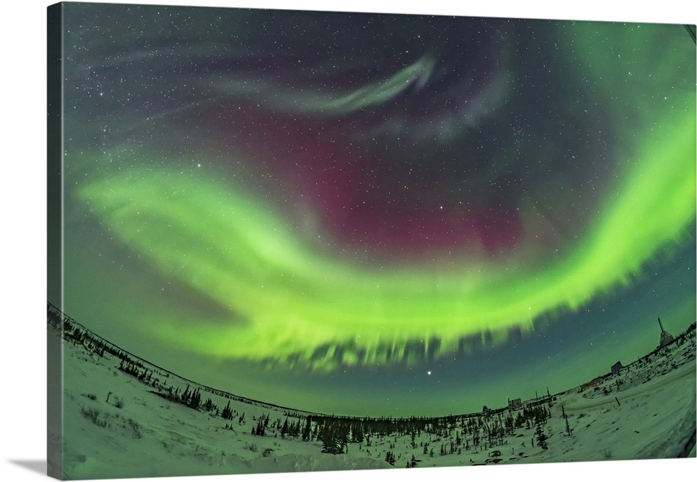 An all-sky aurora display in Churchill, Manitoba, Canada.