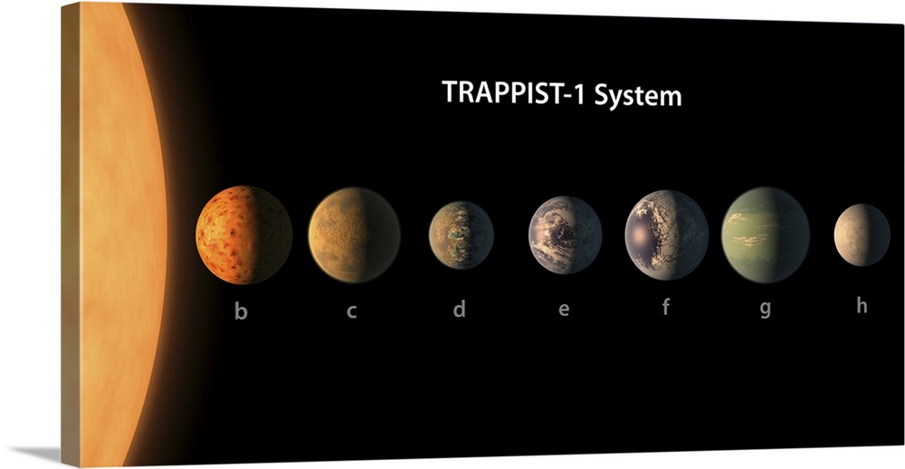 An artist's illustration of what TRAPPIST-1's seven planets might look like.