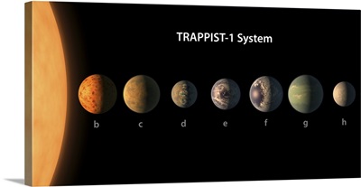 An artist's illustration of what TRAPPIST-1's seven planets might look like
