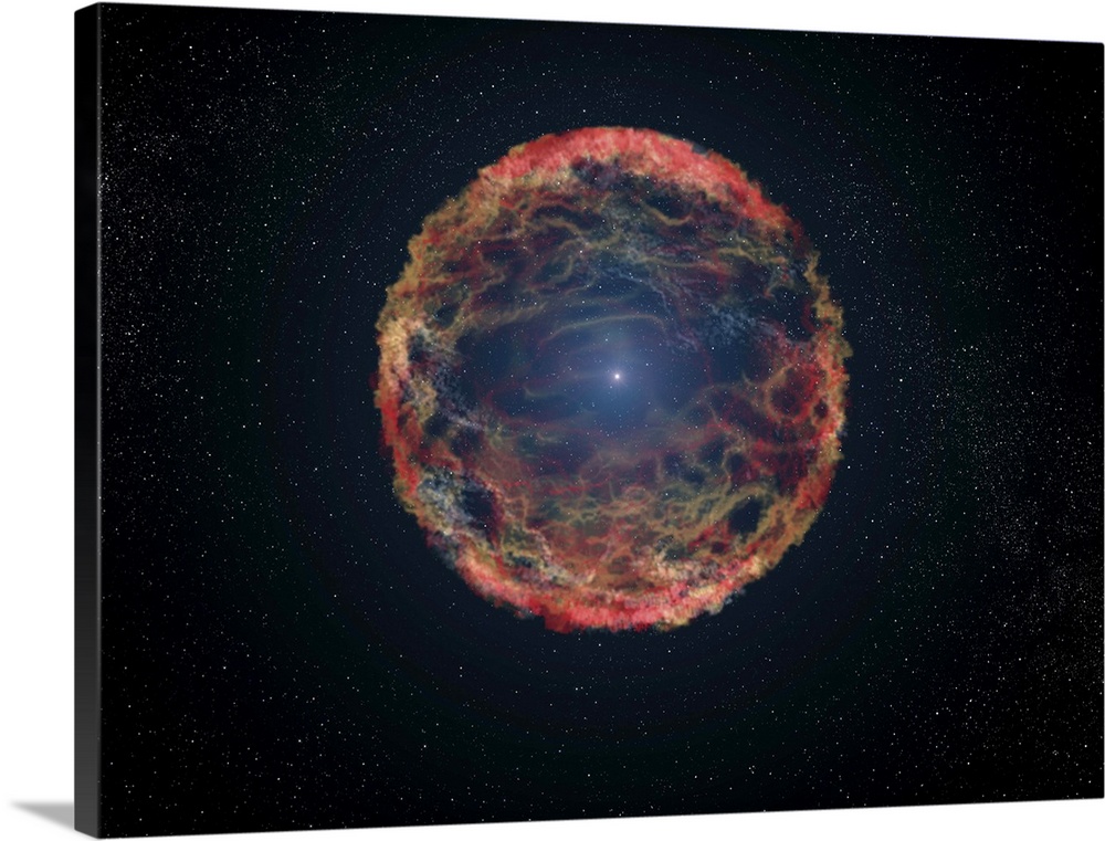 An artist's impression of supernova 1993J, an exploding star in the galaxy M81 whose light reached us 21 years ago. The su...