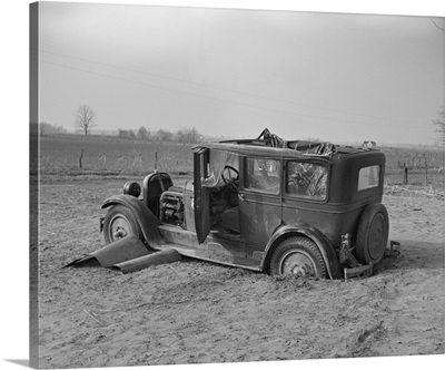 An Automobile After A Flood Near Mount Vernon, Indiana