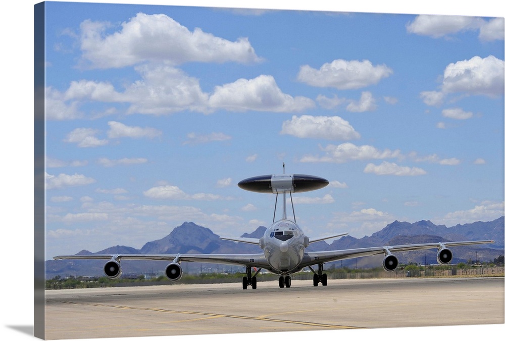 An E-3 Sentry taxis on the flight line at Davis-Monthan Air Force Base, Arizona.