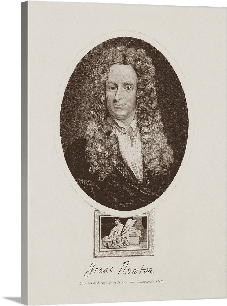 An engraving of the father of modern physics, Sir Isaac Newton.