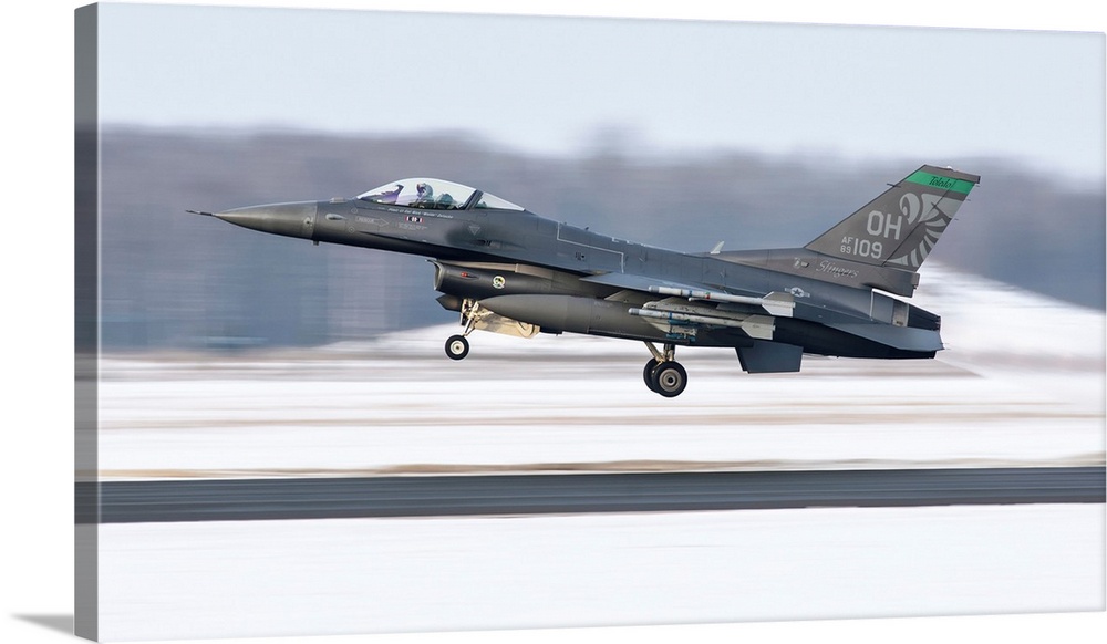 An F-16 from the 180th Fighter Wing, taking off from Amari Air Base, Estonia.