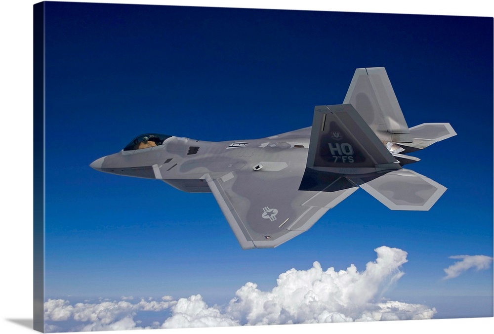 An F-22 Raptor flies around Southern New Mexico on a training mission out of Holloman Air Force Base, New Mexico