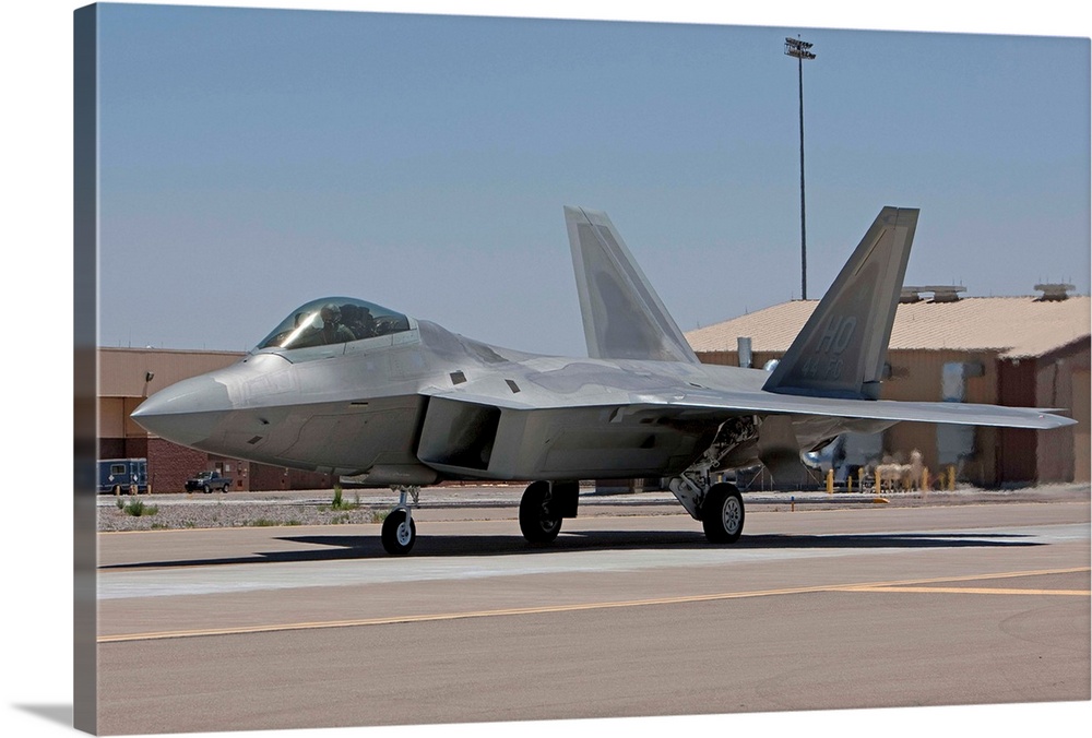 An F-22 Raptor taxi's to the runway for a training mission out of Holloman Air Force Base, New Mexico.