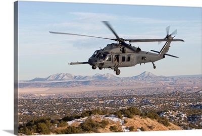 An HH-60G Pave Hawk flies a low level route over New Mexico
