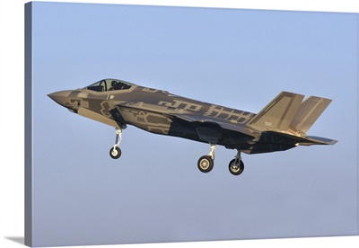 An Israeli Air Force F-35I Adir prepares to land at Cameri Air Base, Italy