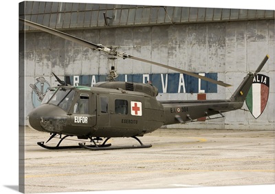 An Italian Army AB205A-1 Helicopter At Camp Rajlovac In Bosnia-Herzegovina
