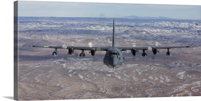 An MC-130 aircraft manuevers during a training mission over New Mexico