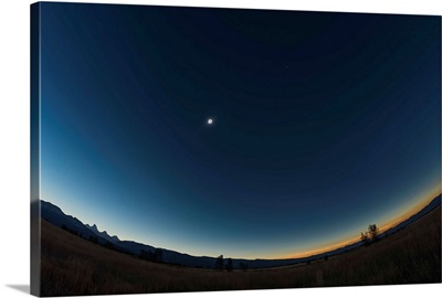 An Ultra-Wide Angle View Of The Total Eclipse Sky From The Teton Valley, Idaho