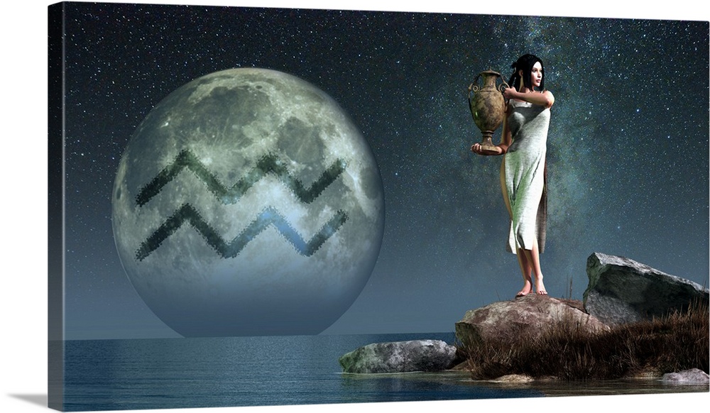 Aquarius is the eleventh astrological sign of the Zodiac.  Its symbol is the water carrier, here depicted as a lovely woma...