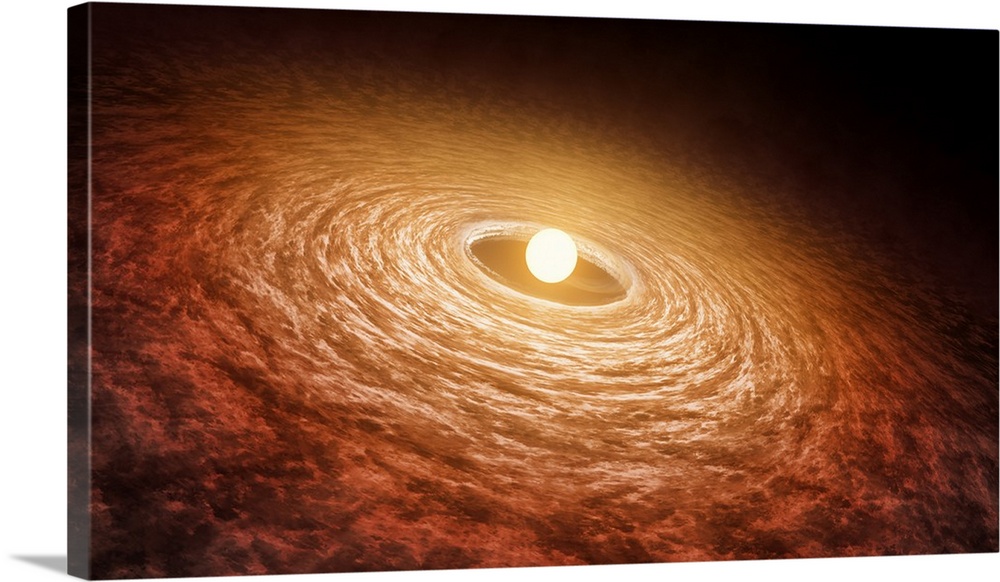 Artist concept illustrating disk of material surrounding star FU Orionis.