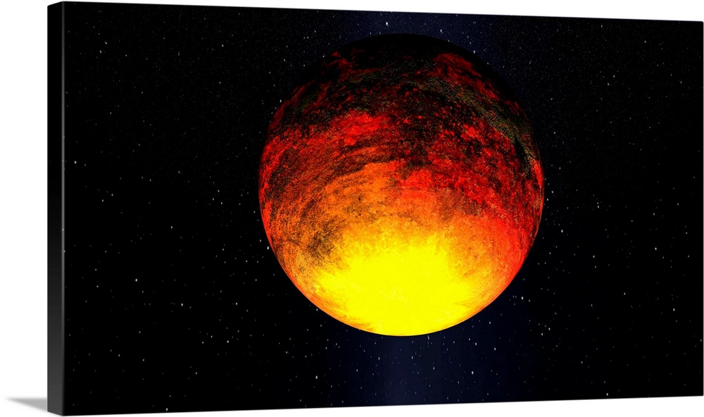 Artist concept of Kepler-10b. the discovery of its first rocky planet, named Kepler-10b. Measuring 1.4 times the size of E...
