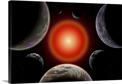 Artist's concept of the Trappist-1 star system located in constellation of Aquarius.