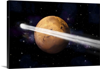 Artist's depiction of the comet C/2013 A1 making a close pass by Mars