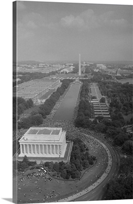 August 28, 1963 - Aerial view of civil rights marchers at the March on Washington.