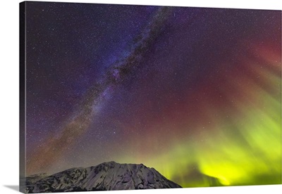 Aurora borealis and Milky Way, Kluane Lake, Yukon, Canada