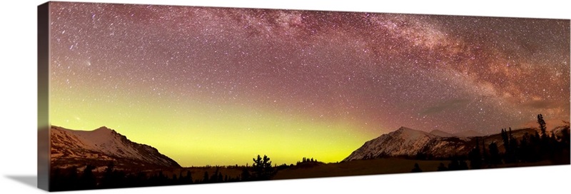 Aurora borealis, Comet Panstarrs and Milky Way over Yukon, Canada ...