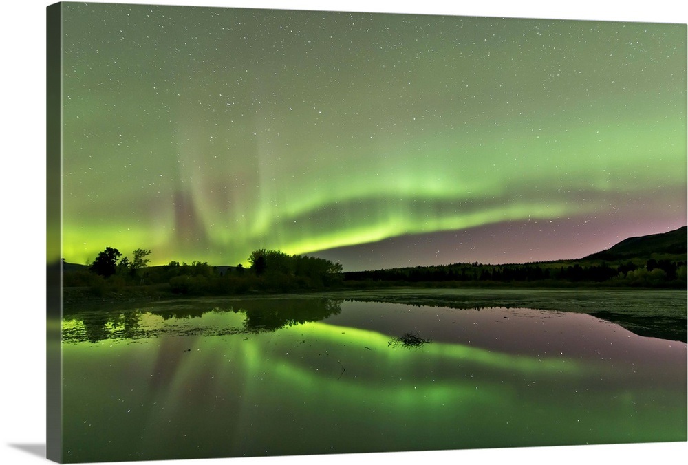 Aurora borealis over Fish Lake, Whitehorse, Yukon, Canada Wall Art ...